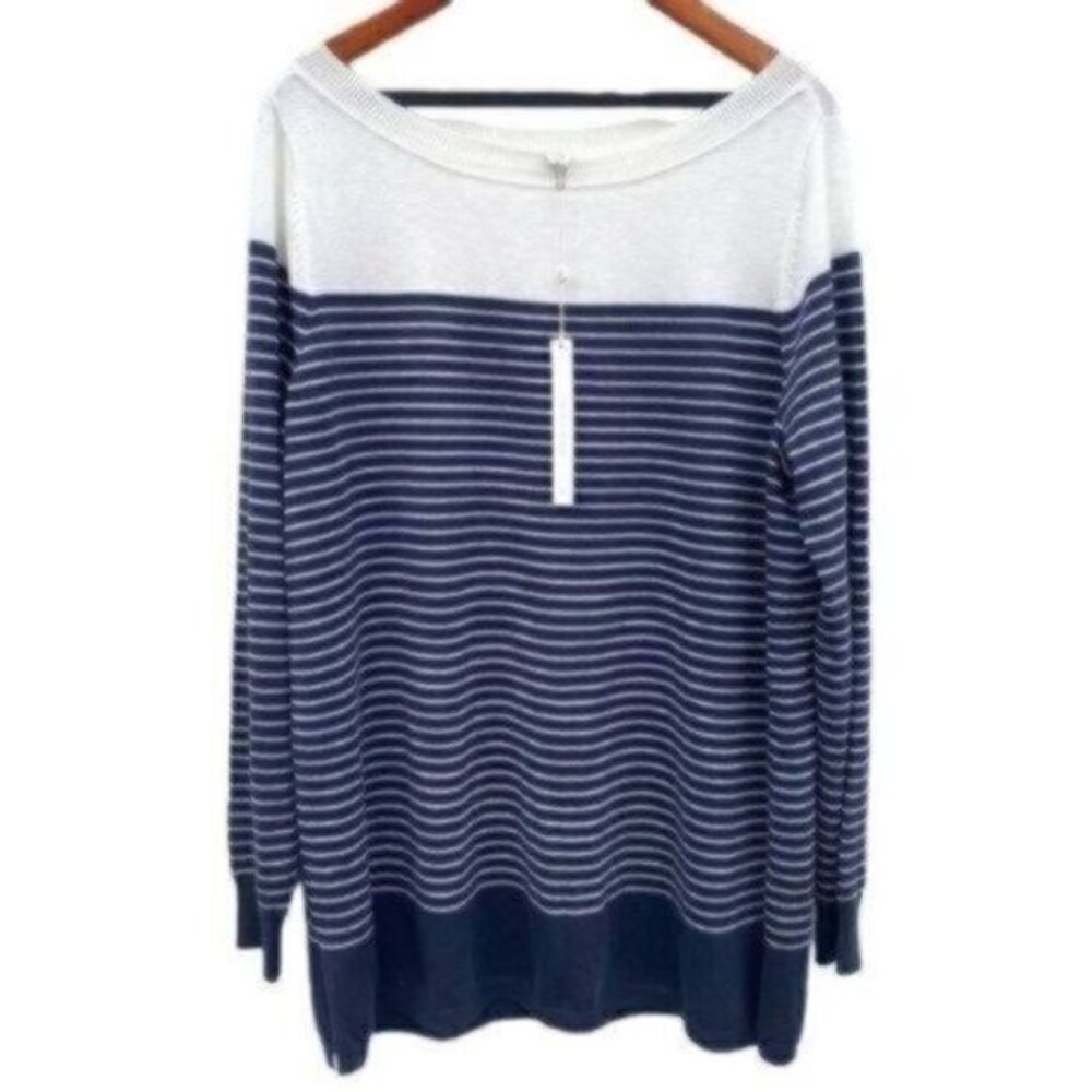 Caslon Navy Stripe Knit Tunic Sweater New